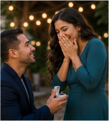 A couple at the moment of an engagement